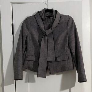 Banana Republic Black and Gray Blazer with Scarf Collar
